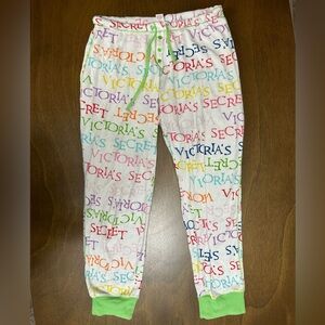 Victorias Secret Logo Thermal‎ Waffle Knit Pajama Bottom Cotton Multi XS (0280)